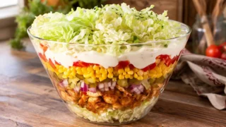 Sałatka gyros – prosty przepis na warstwową sałatkę z kurczakiem