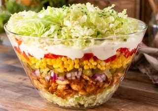 Sałatka gyros – prosty przepis na warstwową sałatkę z kurczakiem