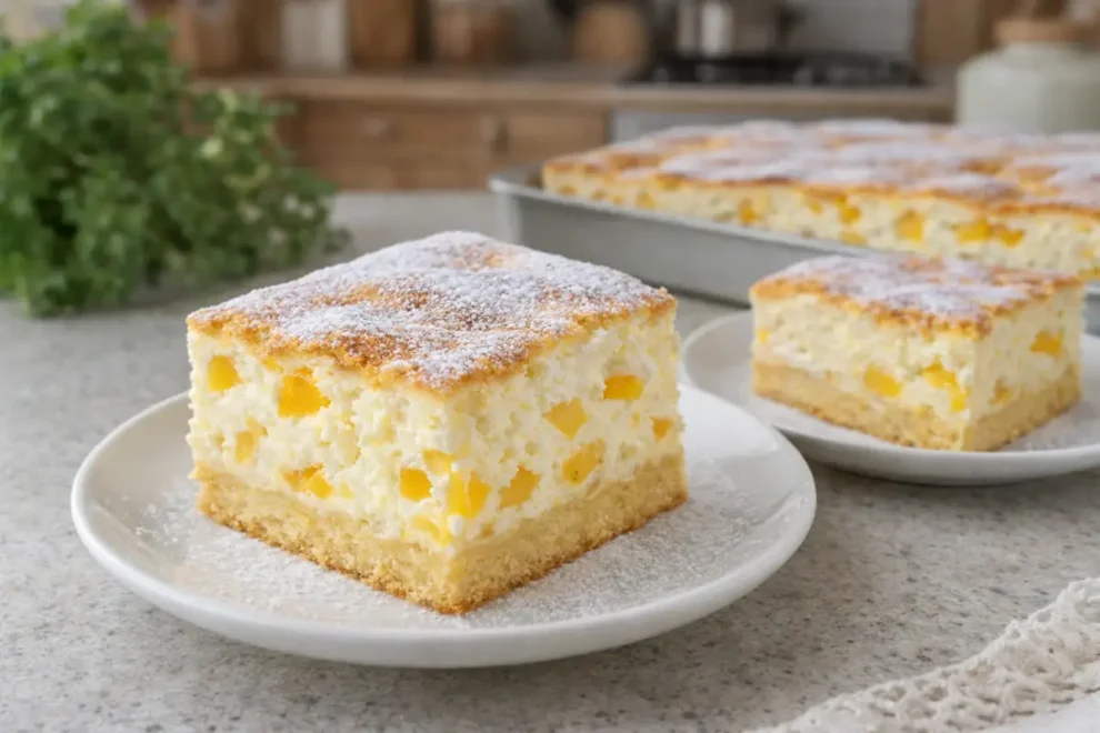 Sernik bez sera na kruchym cieście z brzoskwiniami – lekki i puszysty przepis