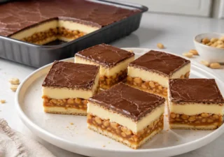 Ciasto Snickers bez pieczenia – prosty przepis na kremowy deser z karmelem i orzeszkami