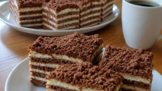 Ciasto Ukrainka – warstwowe ciasto z kakaowych placków i budyniowego kremu