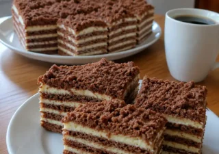 Ciasto Ukrainka – warstwowe ciasto z kakaowych placków i budyniowego kremu
