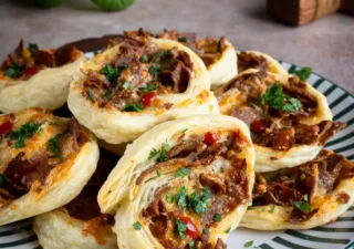 Ślimaczki z ciasta francuskiego z mięsem kebabowym