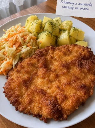 Schabowy z musztardą smażony na smalcu – klasyczny obiad w wyrazistej wersji