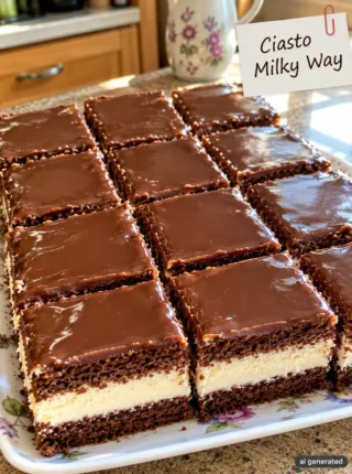 Ciasto Milky Way – delikatny przekładaniec z mlecznym kremem i czekoladą