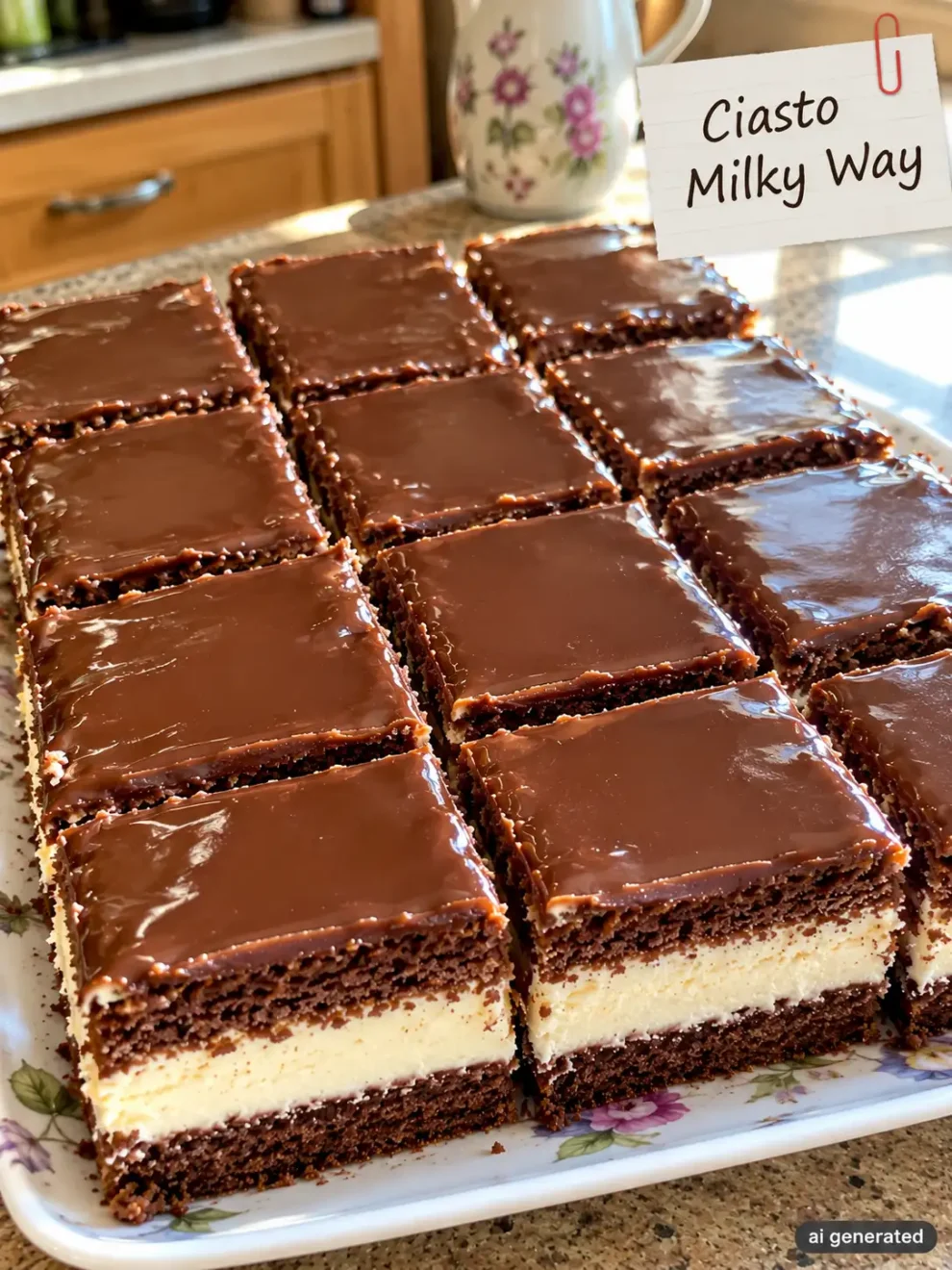 Ciasto Milky Way – delikatny przekładaniec z mlecznym kremem i czekoladą